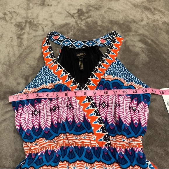 NWT LAUNDRY BY SHELLI SEGAL Mandarin Red Multi Patterned Sleeveless Wrap Dress 0 - Picture 14 of 15